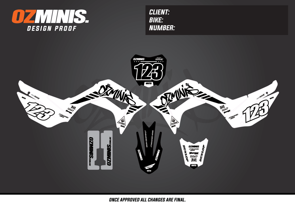 CRF110 - GRAFFITI WHITE/BLACK/GREY GRAPHICS KIT