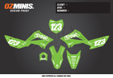 KLX110 - GRAFFITI GREEN/WHITE GRAPHICS KIT